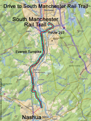 South Manchester Rail Trail drive route