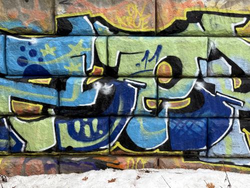 graffiti in March at South Manchester Rail Trail in southern New Hampshire