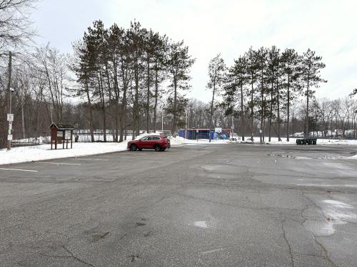 parking in March at South Manchester Rail Trail in southern New Hampshire