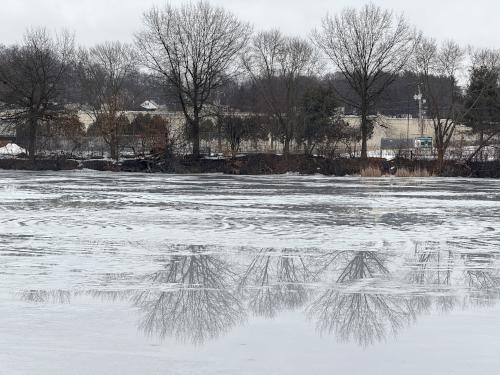 Nutt Pond in March at South Manchester Rail Trail in southern New Hampshire