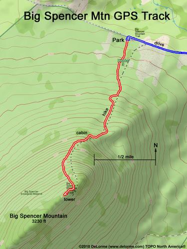 GPS track to Big Spencer Mountain in Maine