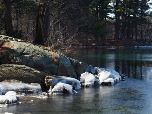 Spot Pond in March at Middlesex Fells Reservation near Melrose in eastern Massachusetts