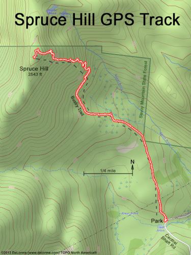 GPS track in November at Spruce Hill in northwest Massachusetts