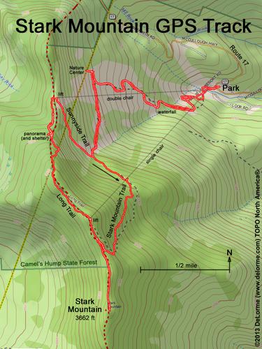 GPS track to Stark Mountain in northern Vermont