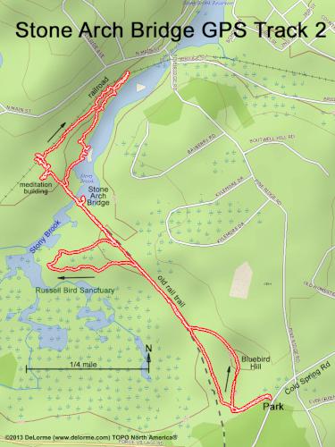 GPS track in February at Stone Arch Bridge near Westford in northeast MA