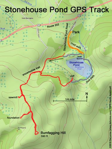 GPS track to Bumfagging Hill and around Stonehouse Pond in southeastern New Hampshire