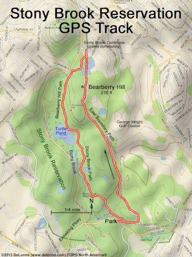 GPS track in January at Stony Brook Reservation in eastern Massachusetts