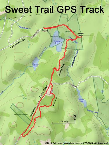 GPS track at Sweet Trail in southeastern New Hampshire