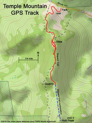 GPS track to Temple Mountain in New Hampshire