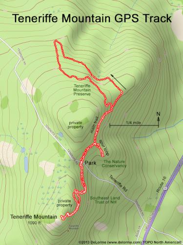 GPS track at Teneriffe Mountain in New Hampshire