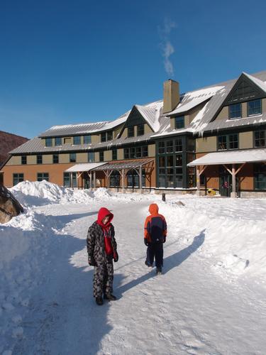 hikers at the AMC Highland Center in Crawford Notch in New Hampshire