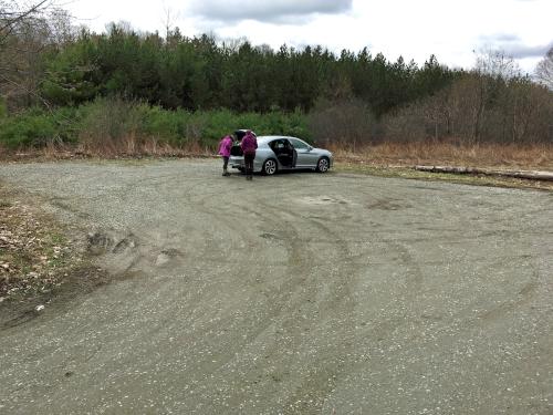 parking in April at Trescott Lands in southwest New Hampshire