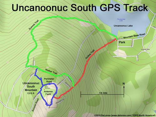 South Uncanoonuc Mountain GPS Track in New Hampshire