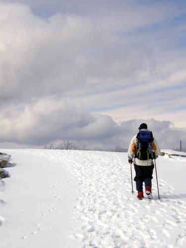 hiking Wachusett Mountain in winter in Massachusetts