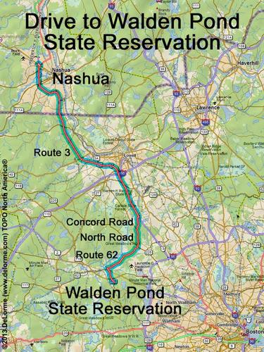 Walden Pond drive route