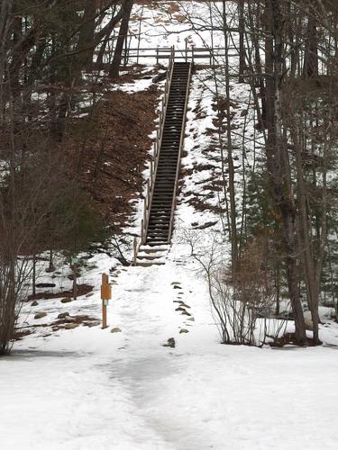 impressive trail stairway at Ward Reservation in Massachusetts