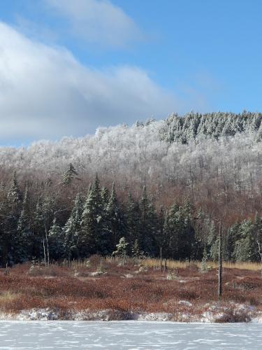 view across Chase Pond in November beside the trail to Little Mount Washington in southwest New Hampshire