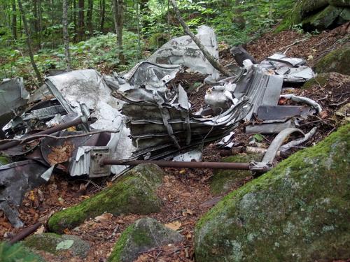 fuselage remants at the B-18 Bomber Crash Site on Mount Waternomee in western New Hampshire