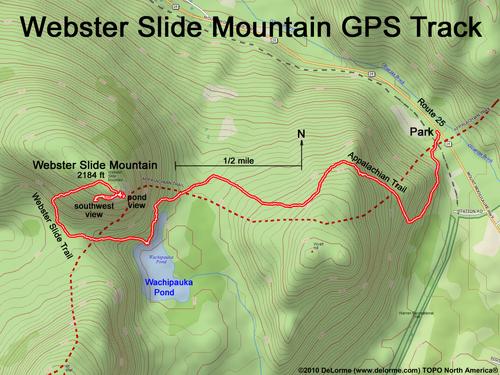 GPS track to Webster Slide Mountain in New Hampshire