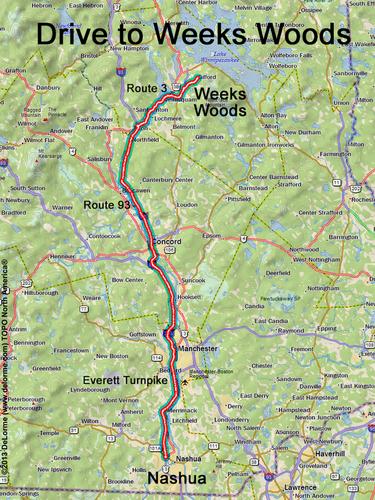Weeks Woods drive route