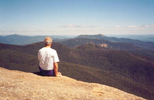 hiker and view from Mount Whiteface in New Hampshire