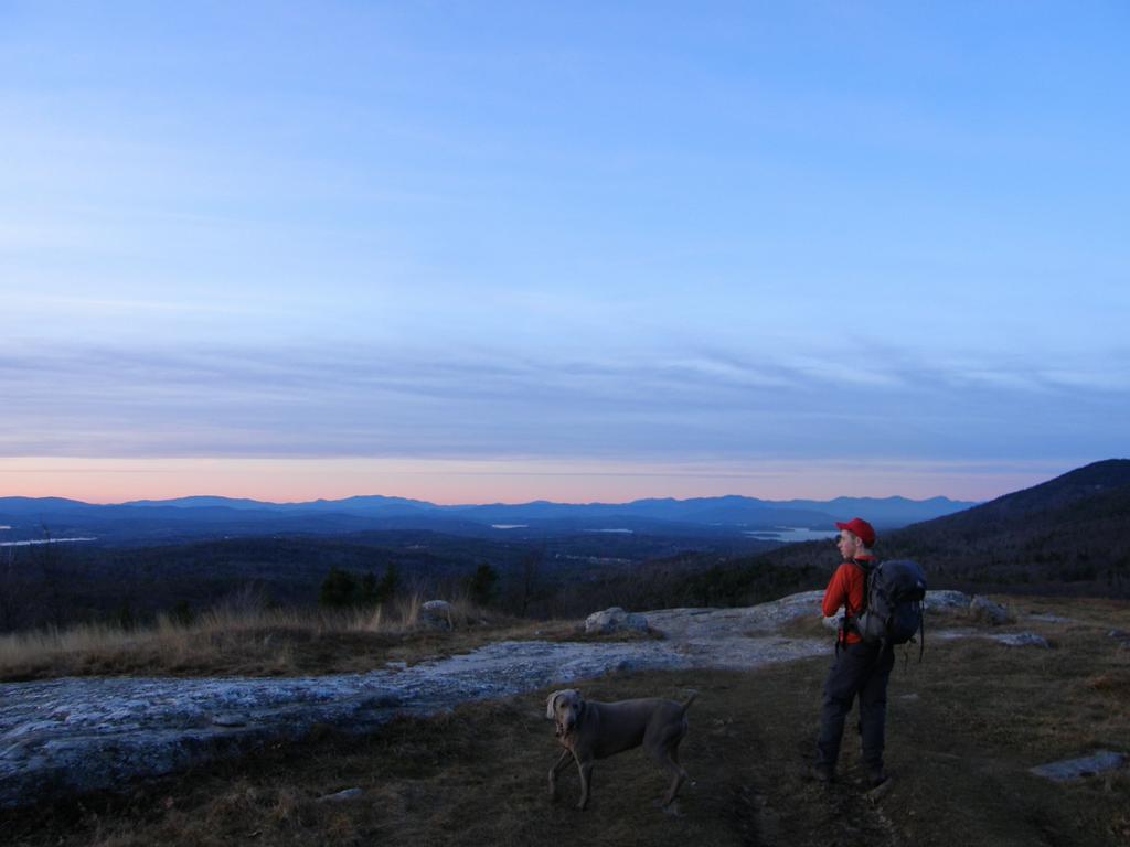 Jeremy checks out the twilight view from Whiteface Mountain near Lake Winnipesaukee in New Hampshire