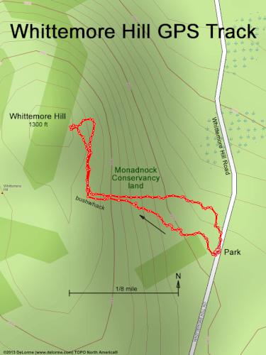 GPS track in March at Whittemore Hill in southern NH