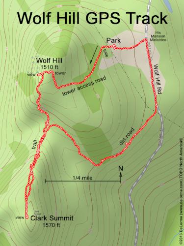 GPS track at Wolf Hill near Deering in southern New Hampshire