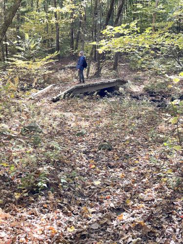 bridge in October at Woodlock Trail in southern NH
