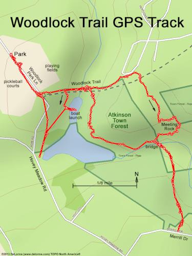 GPS track in October at Woodlock Trail in southern NH