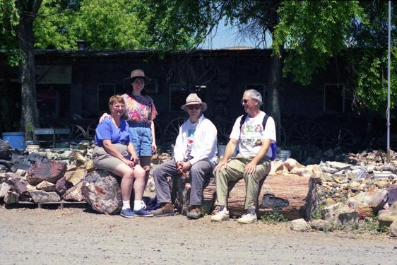 Betty Lou, Carolyn, David and Fred amidst petrified wood in eastern Oregon in July 1999