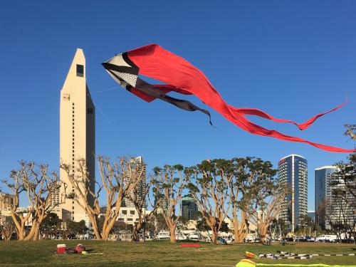 flying kite at Seaport Village in San Diego, California