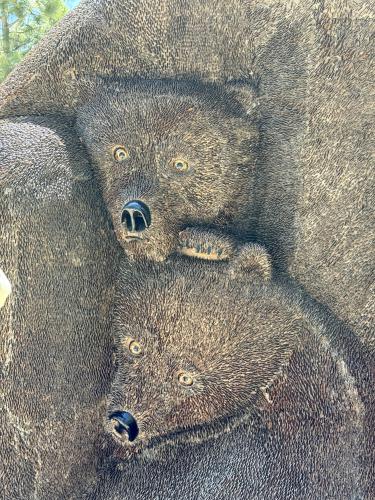 two-bear-cub statue at Tahoe City beside Lake Tahoe, California