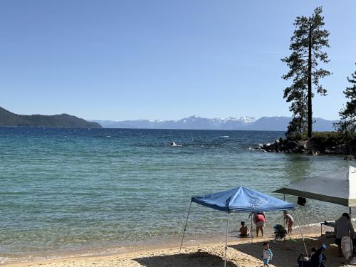 view from Sand Beach at the edge of Lake Tahoe, Nevada