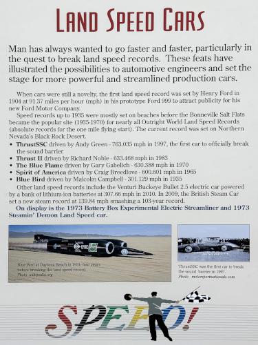 speed record poster at the National Automobile Museum in Reno, Nevada