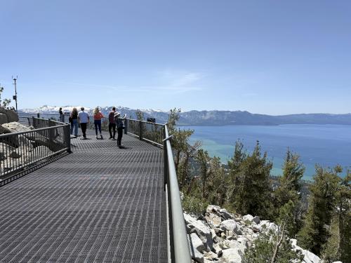 Heavenly ski area viewing platform at the edge of Lake Tahoe, California